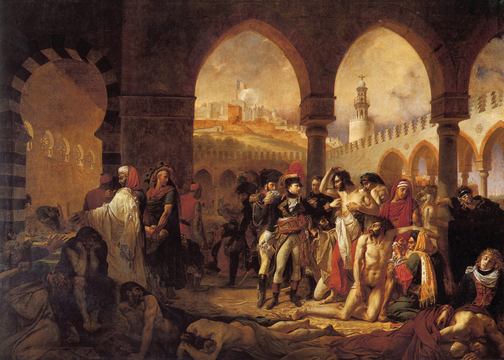 BONAPARTE VISITANDO A LOS APESTADOS DE JAFFA. A. J. GROS. Museo del Louvre. París. (1804)